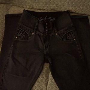 Dark blue high waisted stretchy tush push skinny Jeans